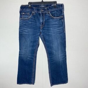 Silver Jeans Zac Blue Med Wash Straight Leg Jeans 36X28